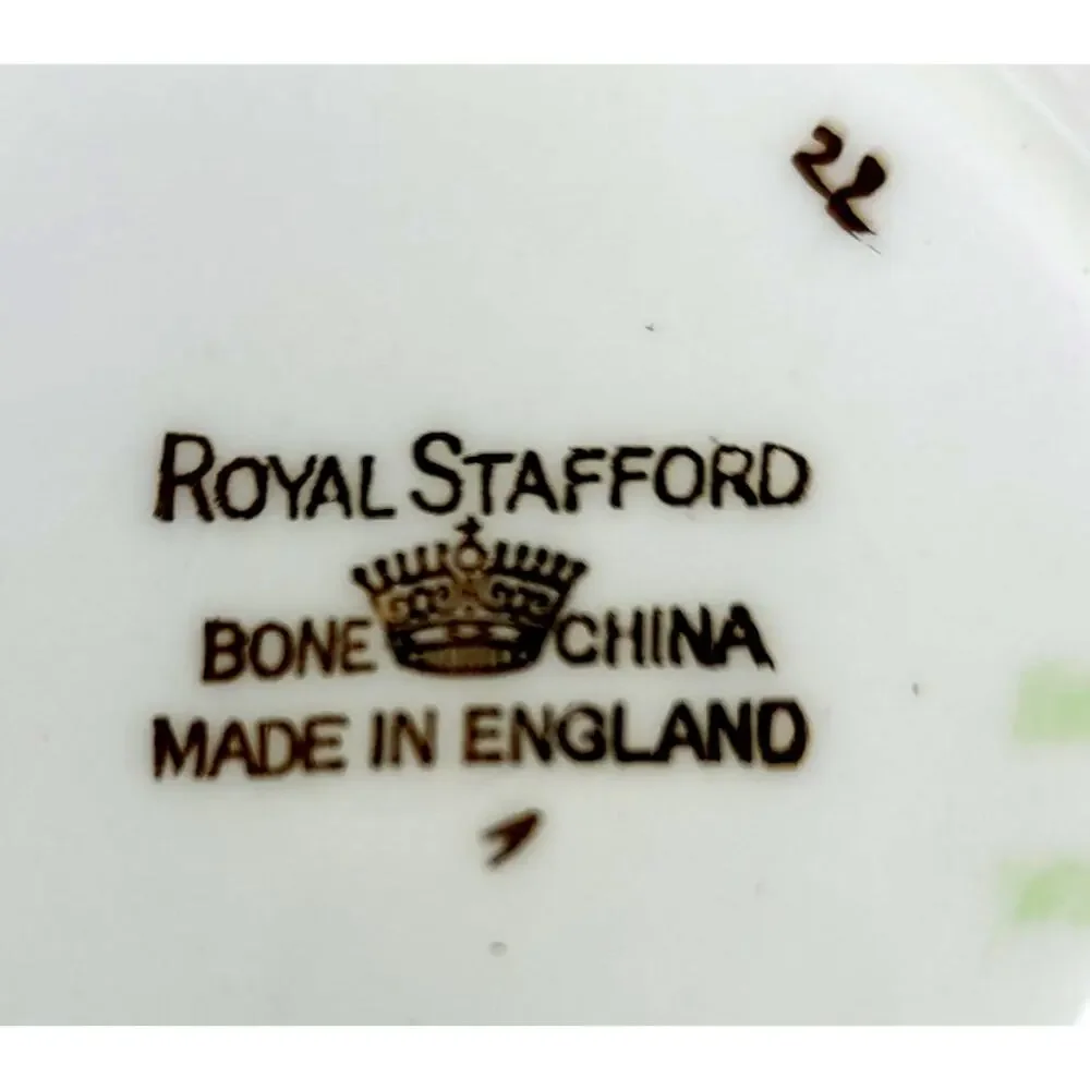 Vintage Royal Stafford Bone China England Tea Cup Saucer Mint Green & Gold Leaf